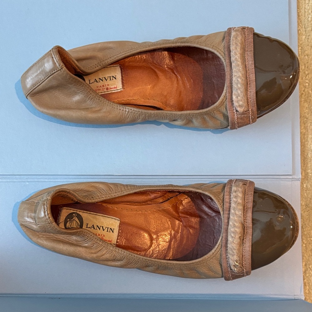Lanvin Brown and Tan Leather Ballet flats